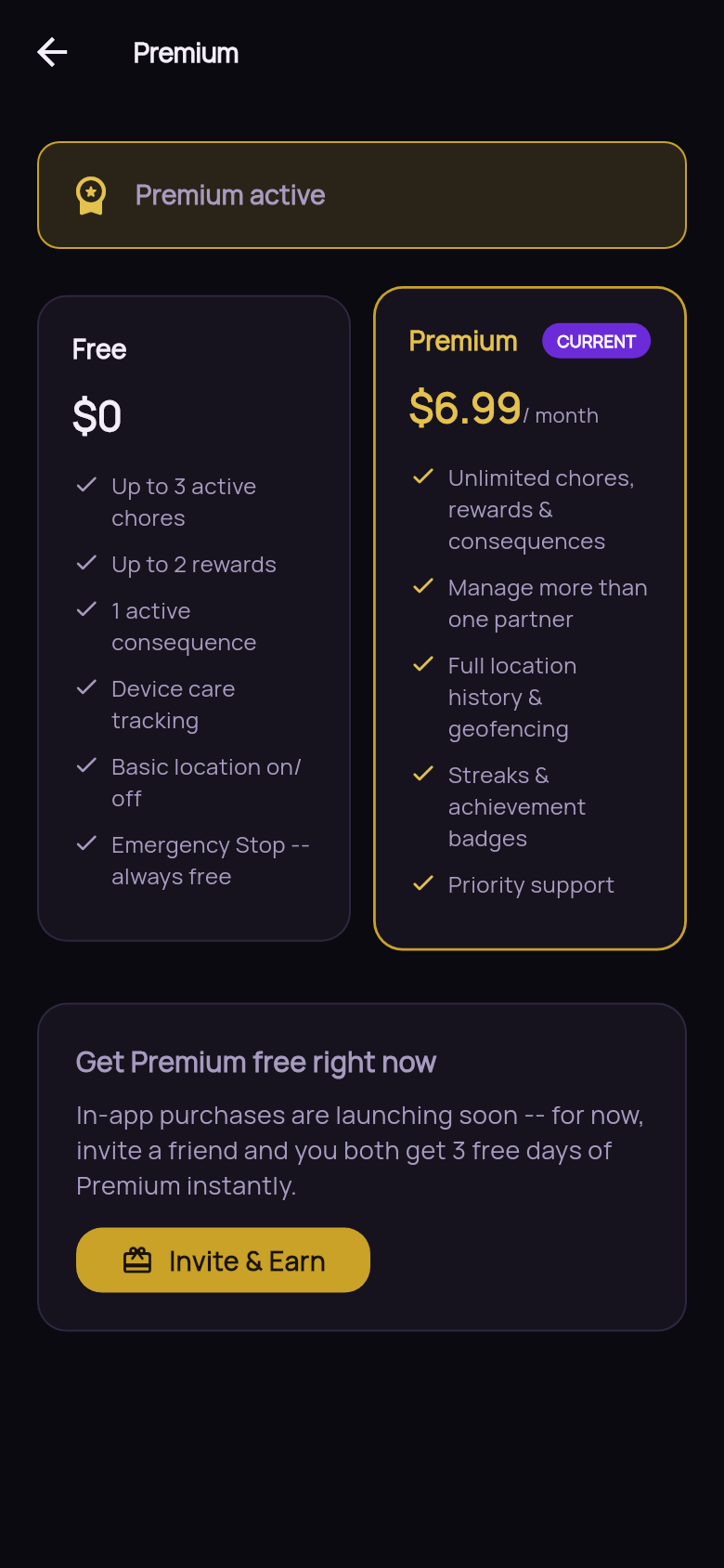 Premium plan comparison and pricing